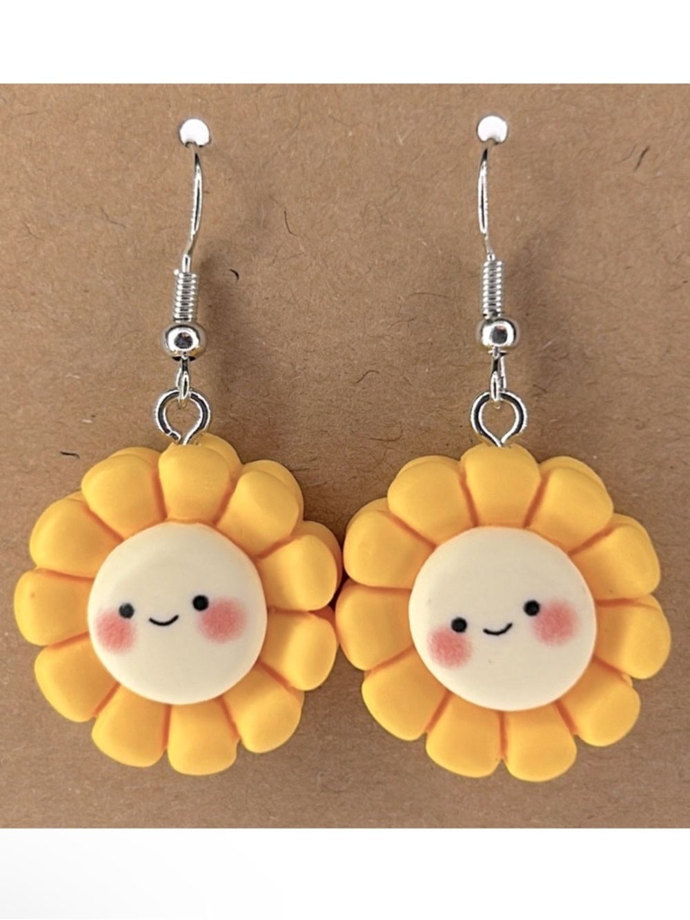 Cute Yellow Smiling Sun Resin Dangle Earrings